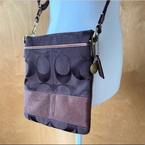 Coach RARE Signature Crossbody Brown Metallic Bag - Picture 4 of 6